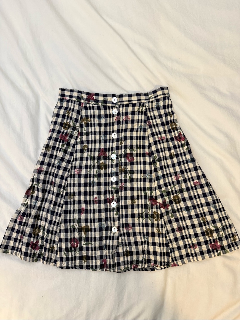 Clio Navy & White Gingham Skirt